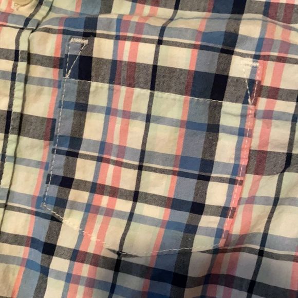 Pink blue plaid button up - Picture 3 of 5